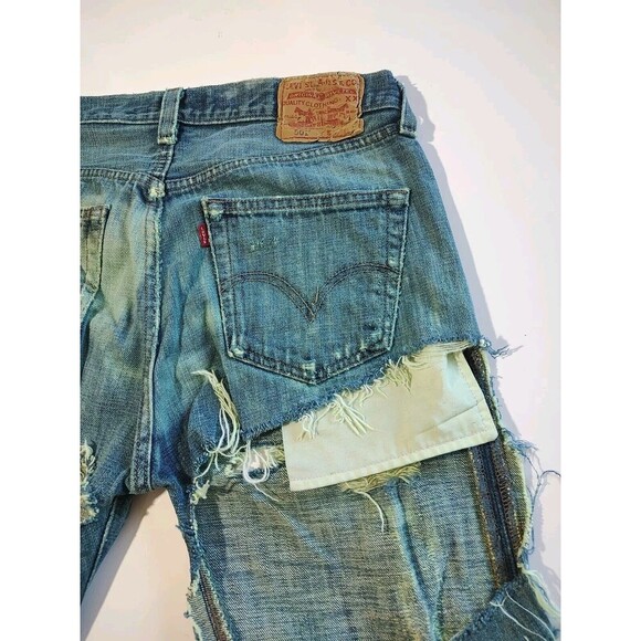 Denim Chaps Style 501 Levi Custom Cut Biker Jeans Distressed Custom VTG Hippie - Picture 8 of 11